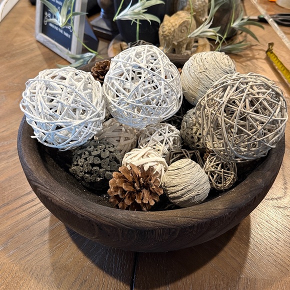 Hobby Lobby Decorative Bowl with White and Brown Accents - Picture 3 of 6